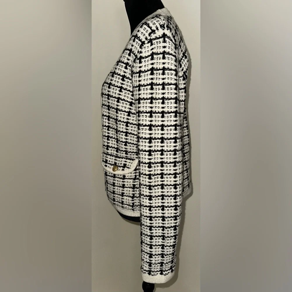 Marled Tweed Cardigan Sweater - Size M